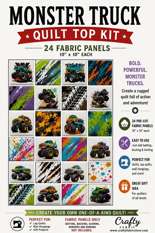 Monster Truck Quilt Top Kit | DIY Quilt Top Kit for Beginners | Sew A Quilt