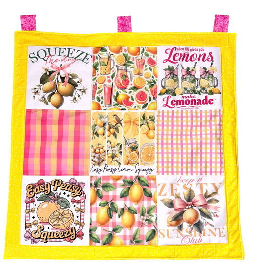 Pink Lemonade Quilted Wall Hanging Summer Wall Decor 34"x34"
