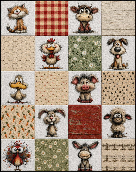 Whimsical Farm Animals DIY Quilt Top Kit for Beginners | Sew A Quilt