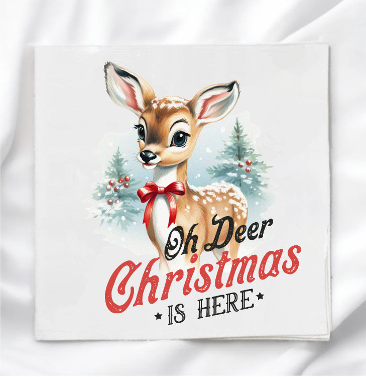 Christmas Deer Clause Fabric Panel Quilt Block