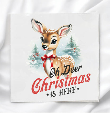 Christmas Deer Clause Fabric Panel Quilt Block