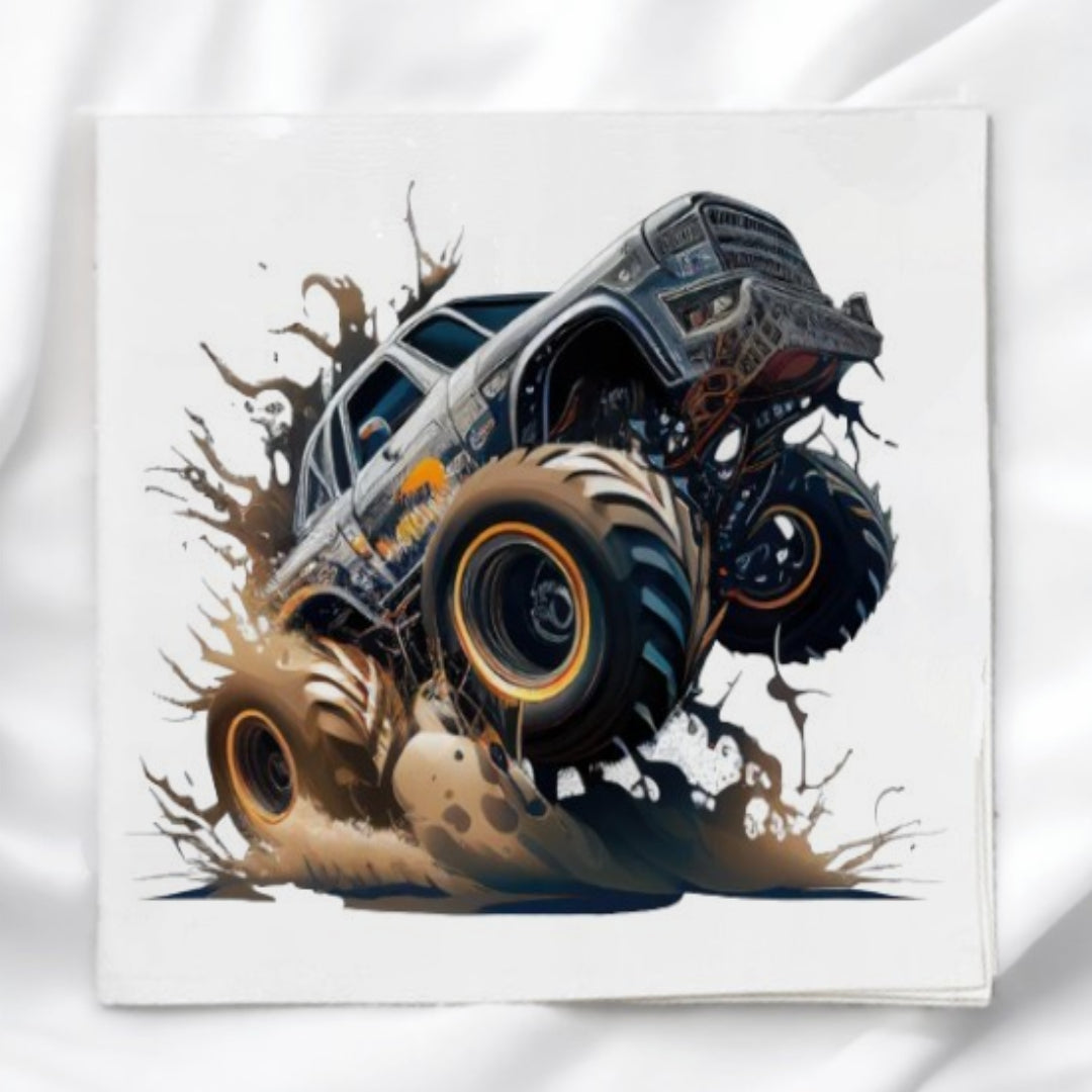 Monster Truck Fabric Panel Quilt Block