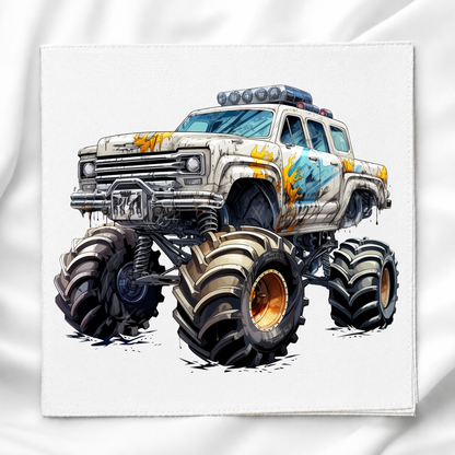 Monster Truck Fabric Panel Quilt Block