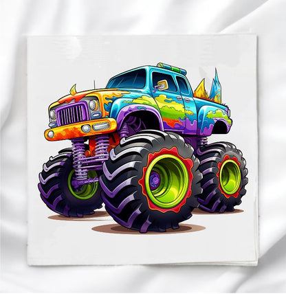 Monster Truck Fabric Panel Quilt Block