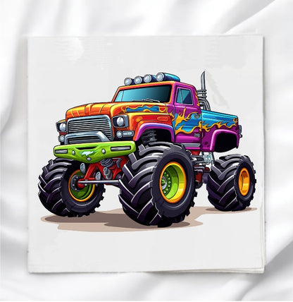 Monster Truck Fabric Panel Quilt Block