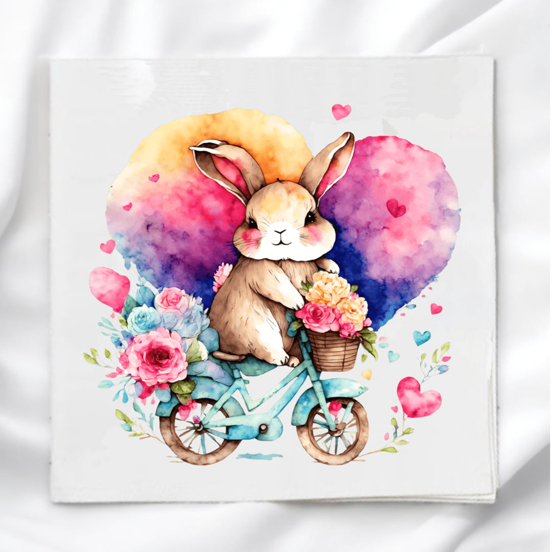 Bunny On Bike Fabric Panel Quilt Block