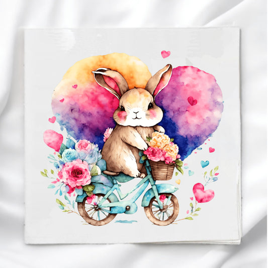 Bunny On Bike Fabric Panel Quilt Block