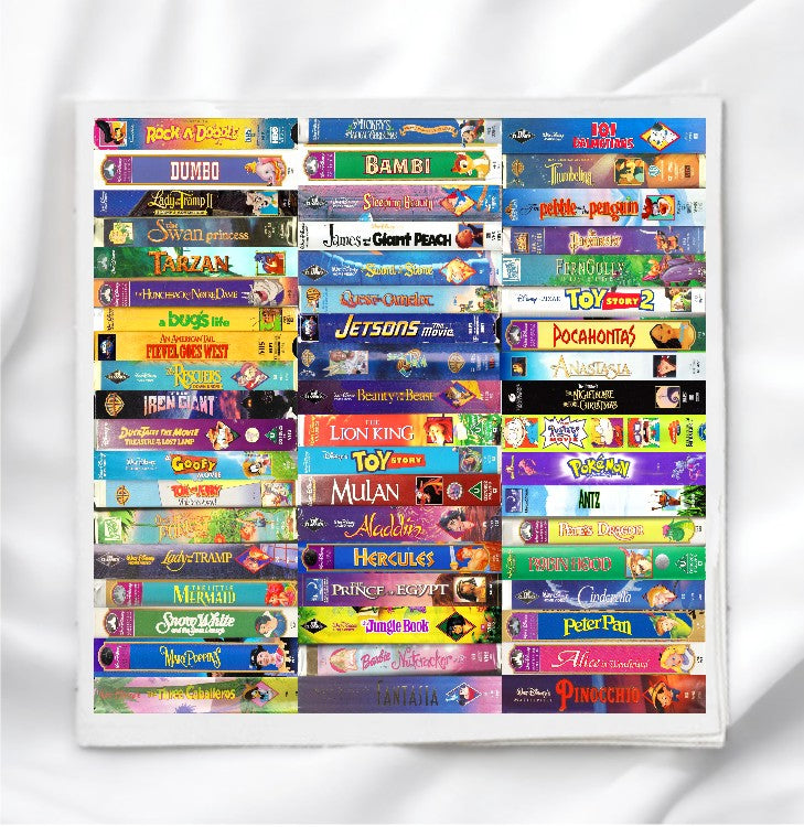 VHS Tapes Fabric Panel Quilt Block
