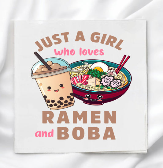 Ramen & Boba Fabric Panel Quilt Block