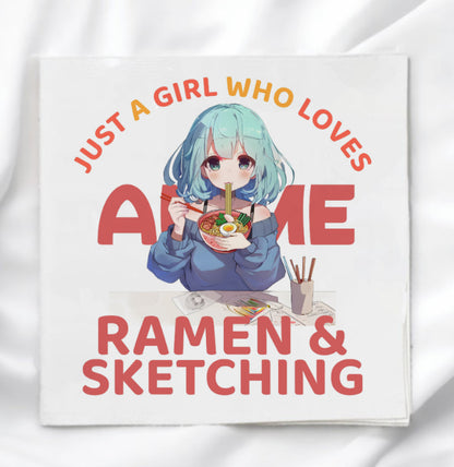 Anime Girl Fabric Panel Quilt Block