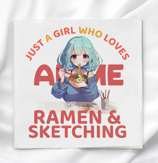 Anime Girl Fabric Panel Quilt Block