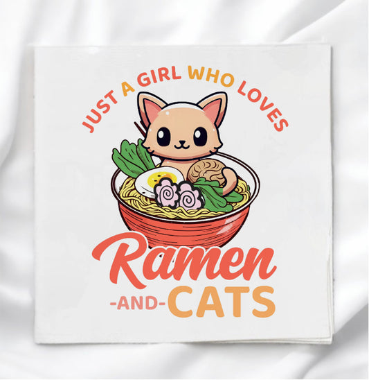 Ramen & Cats Fabric Panel Quilt Block