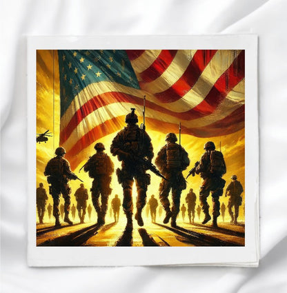 American Soldiers Fabric Panel Quilt Block