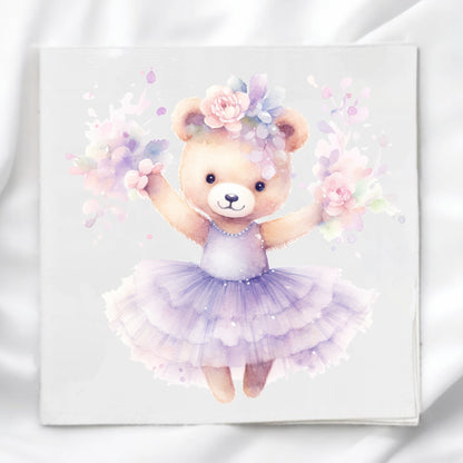 Ballerina Bear Fabric Panel Quilt Block
