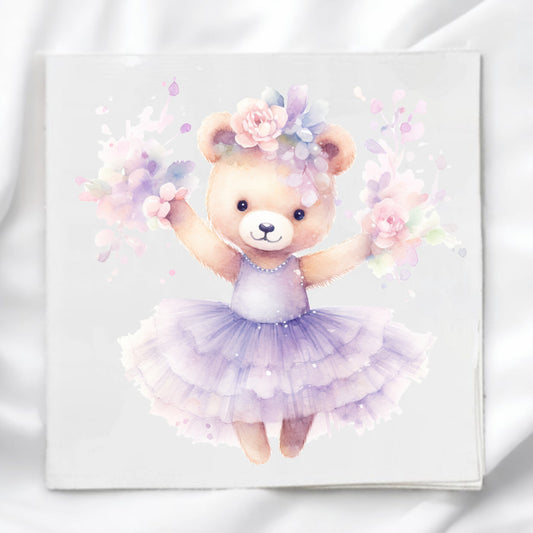 Ballerina Bear Fabric Panel Quilt Block