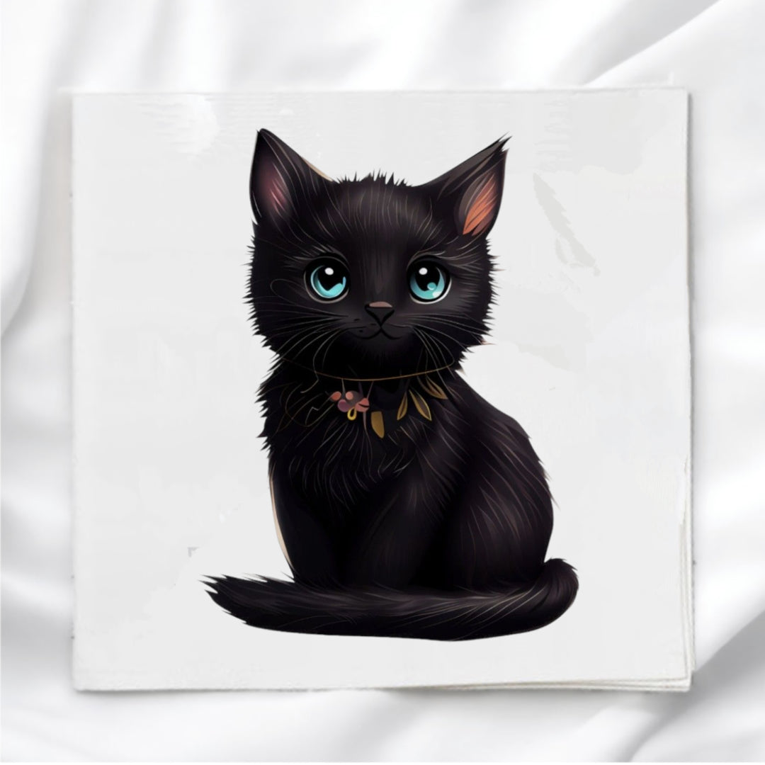 Black Cat Fabric Panel Quilt Block