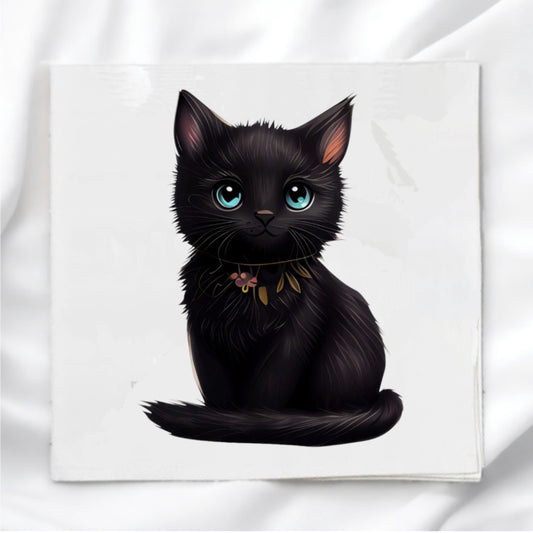 Black Cat Fabric Panel Quilt Block