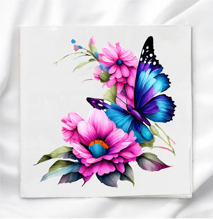 Floral Butterfly Fabric Panel Quilt Block