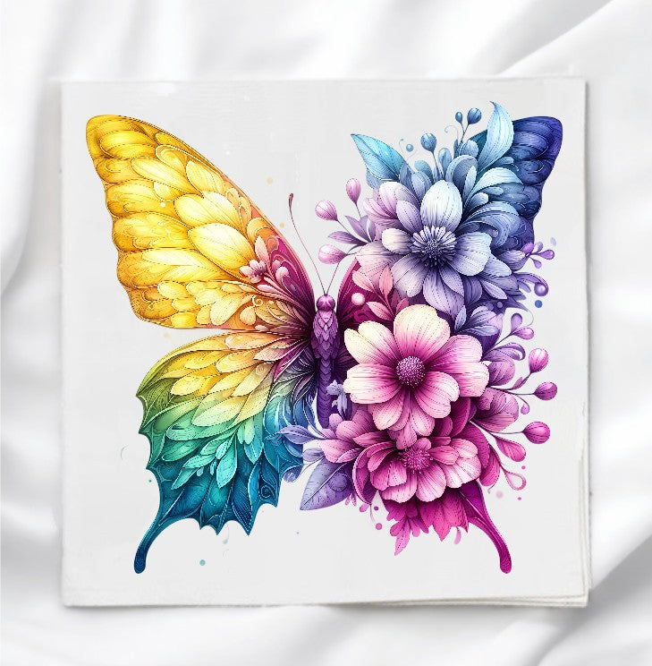 Floral Butterfly Fabric Panel Quilt Block