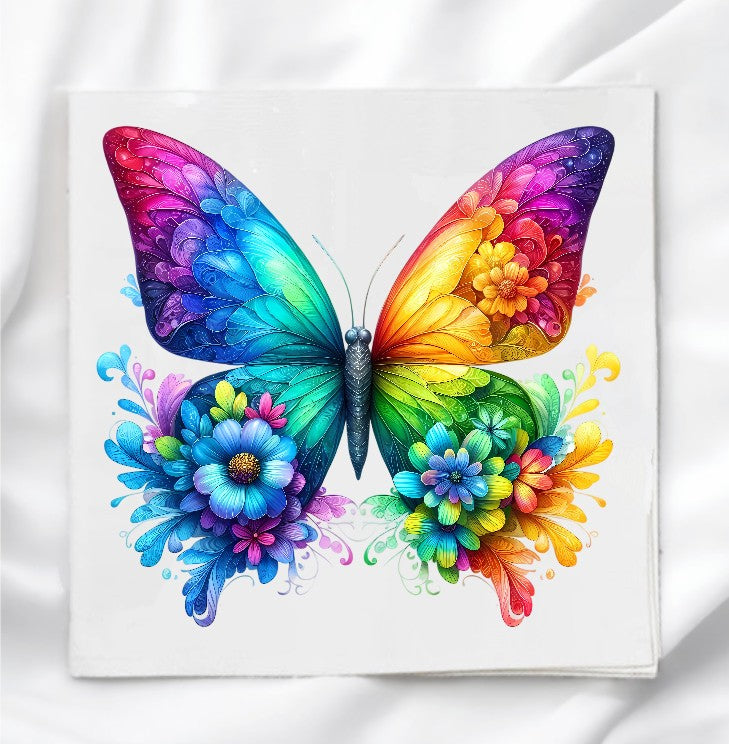Floral Butterfly Fabric Panel Quilt Block