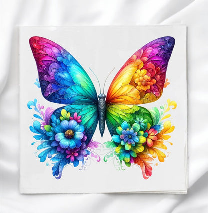 Floral Butterfly Fabric Panel Quilt Block