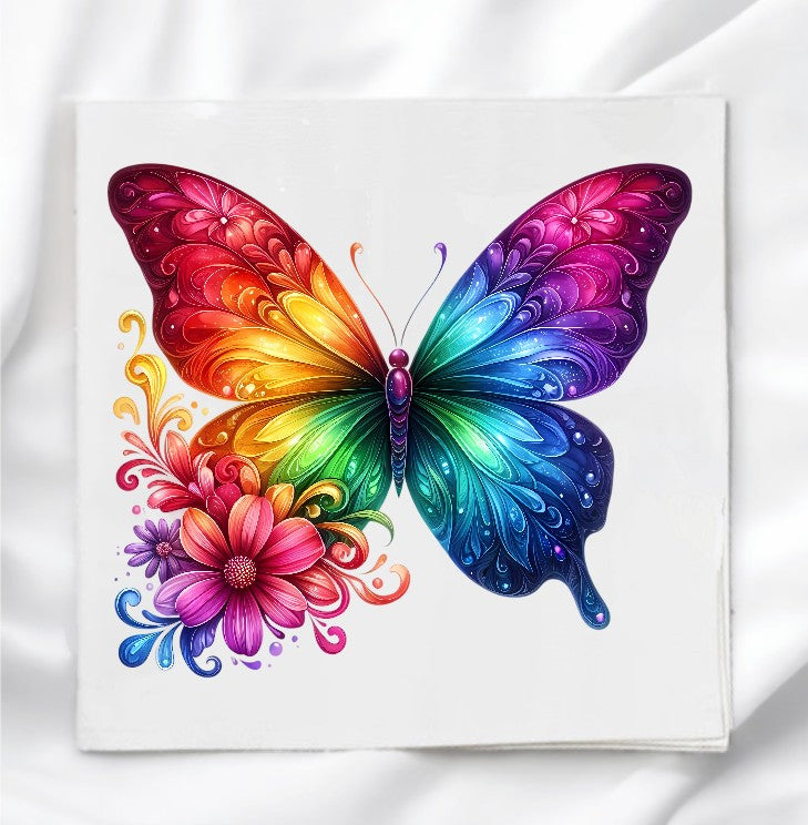 Floral Butterfly Fabric Panel Quilt Block