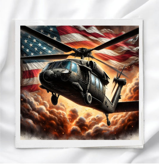 American Blackhawk Chopper Fabric Panel Quilt Block
