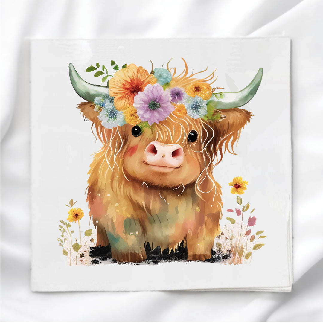 Highland Cow Fabric Panel Quilt Block