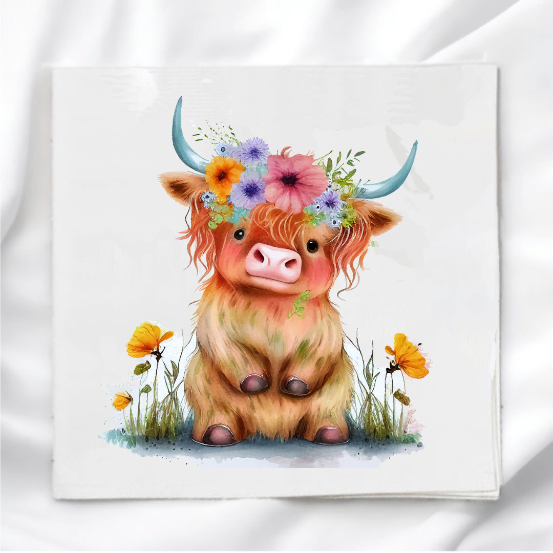 Highland Cow Fabric Panel Quilt Block