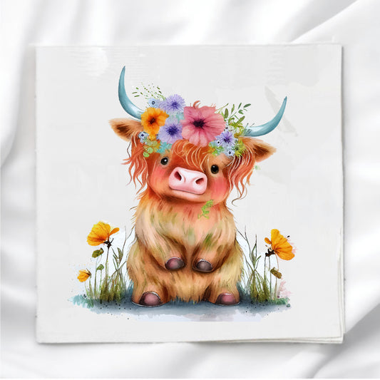 Highland Cow Fabric Panel Quilt Block