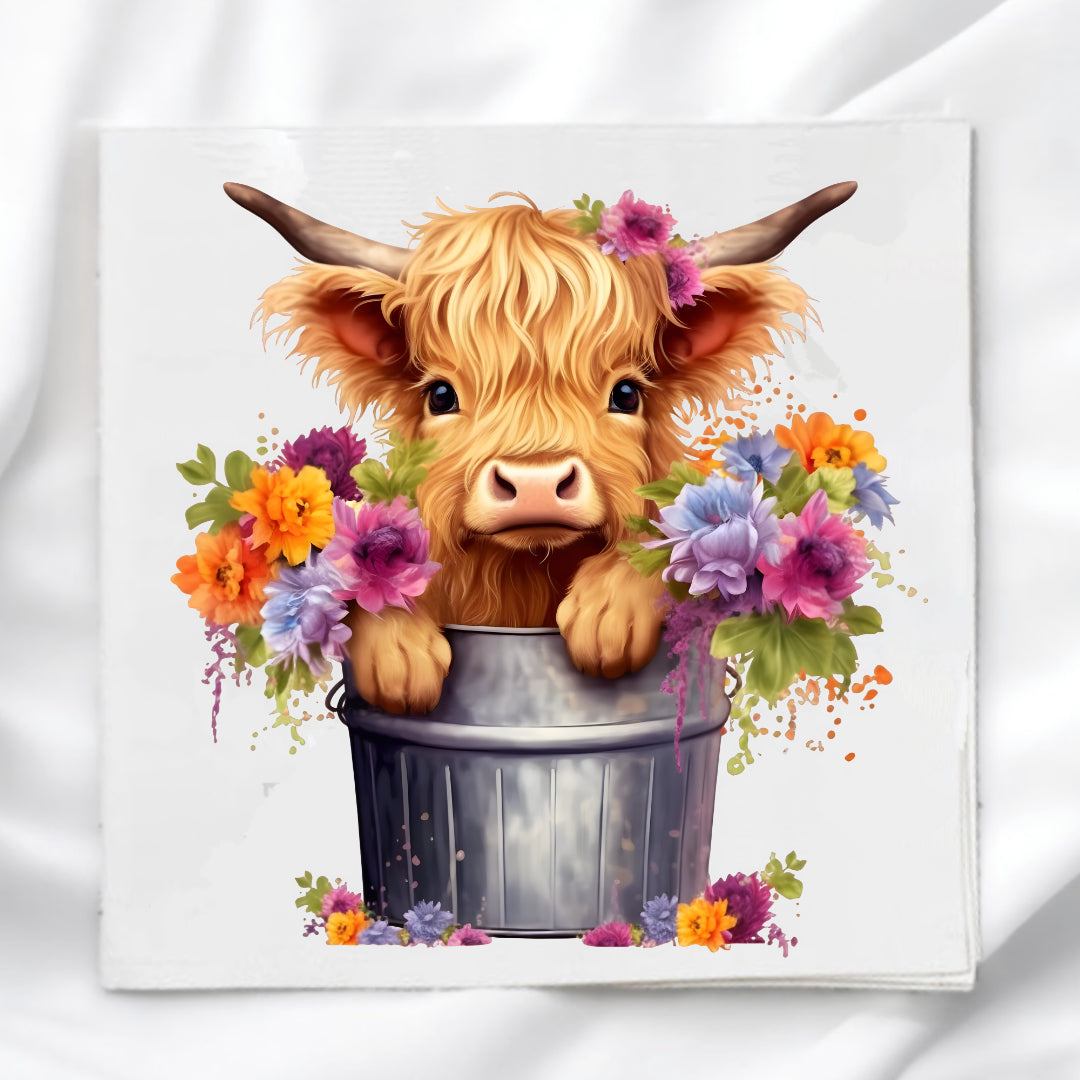 Highland Cow Fabric Panel Quilt Block