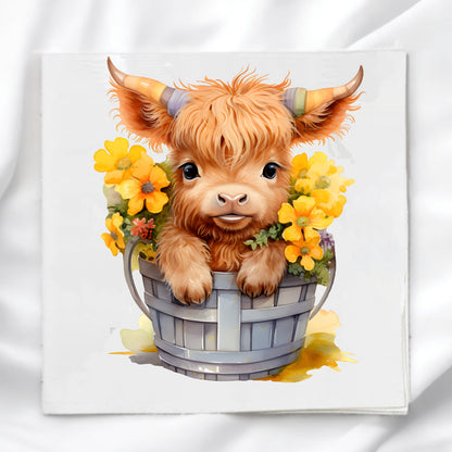 Highland Cow Fabric Panel Quilt Block