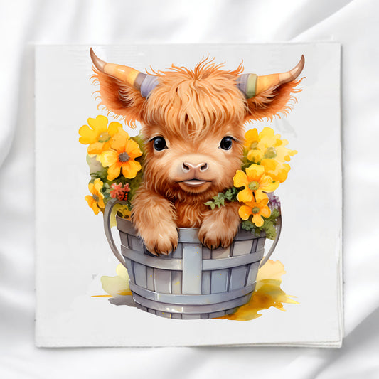 Highland Cow Fabric Panel Quilt Block