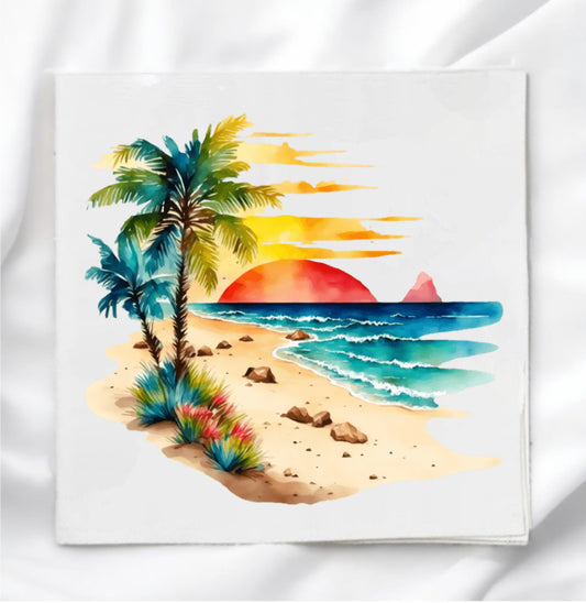 Sunset Beach Fabric Panel Quilt Block