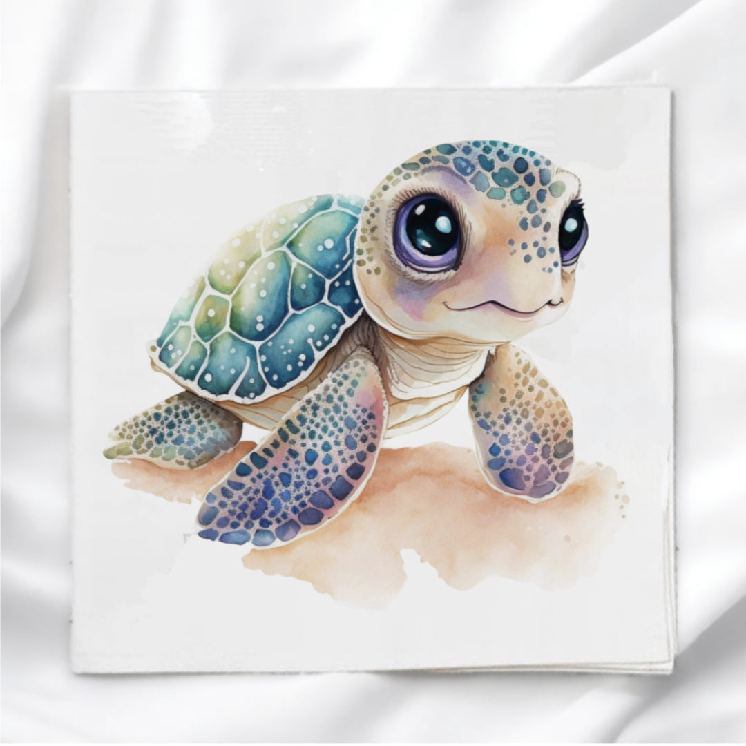 Green Sea Turtle Fabric Panel Quilt Block