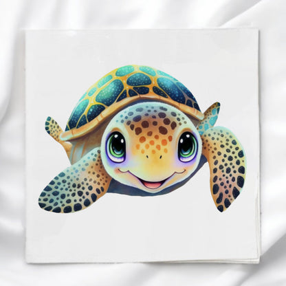 Turquoise Sea Turtle Fabric Panel Quilt Block