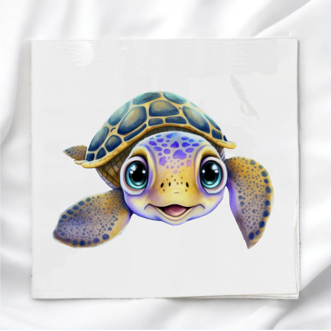 Blue Sea Turtle Fabric Panel Quilt Block