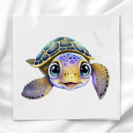 Blue Sea Turtle Fabric Panel Quilt Block