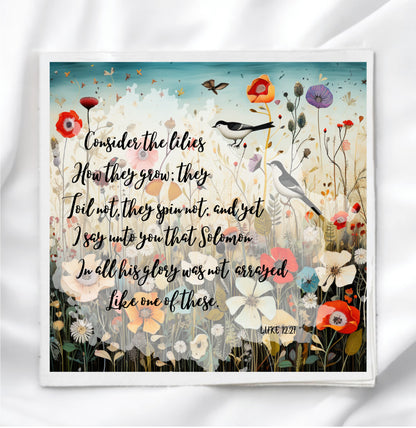 Luke 12 Scripture Fabric Panel Quilt Block