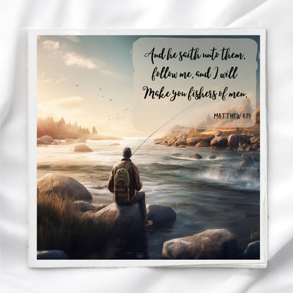 Matthew 4 Scripture Fabric Panel Quilt Block