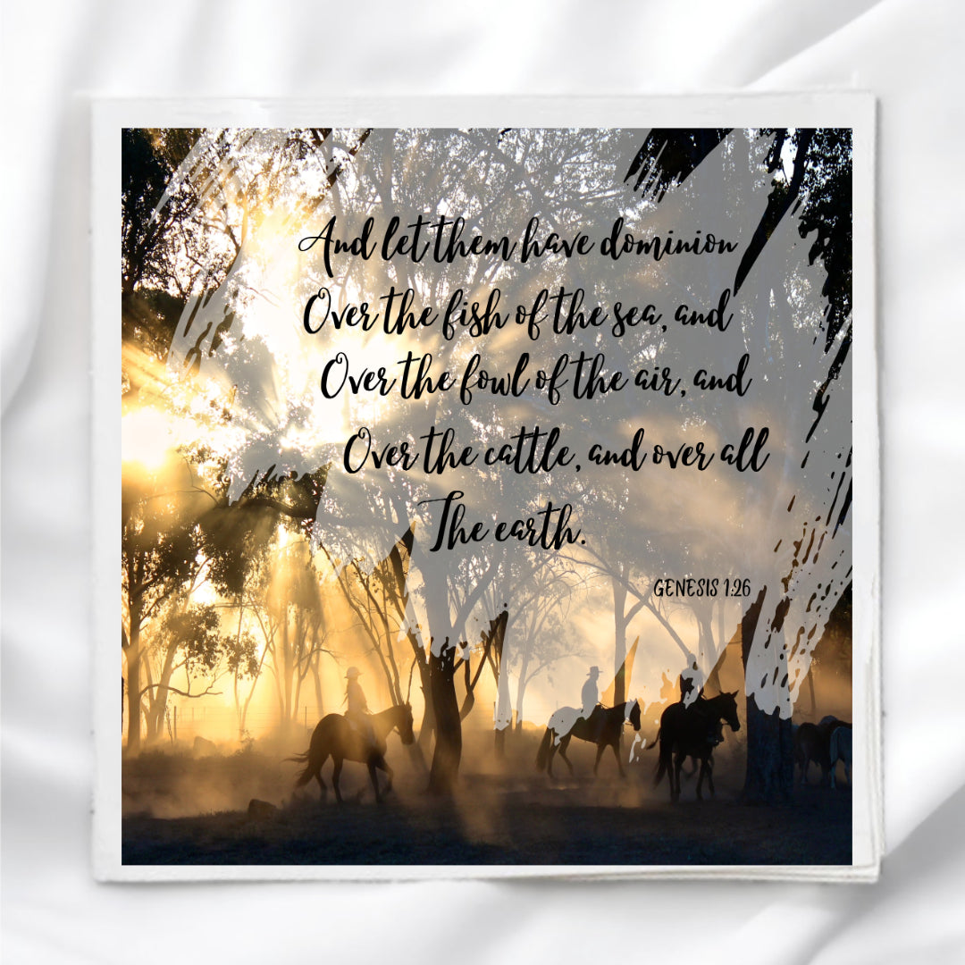 Genesis 1:6 Scripture Fabric Panel Quilt Block