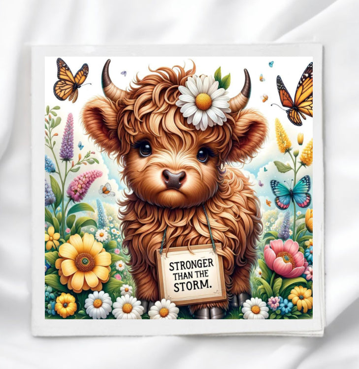 Highland Cow Fabric Panel Quilt Block