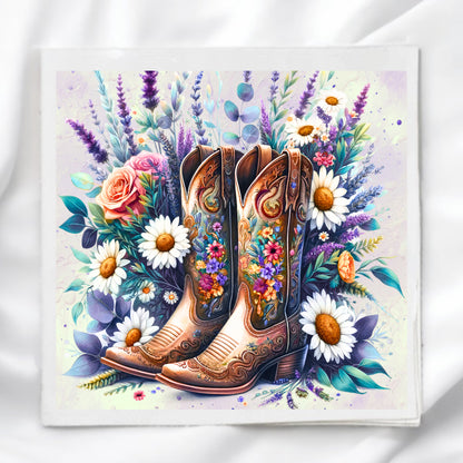 Western Boots Fabric Panel Quilt Block