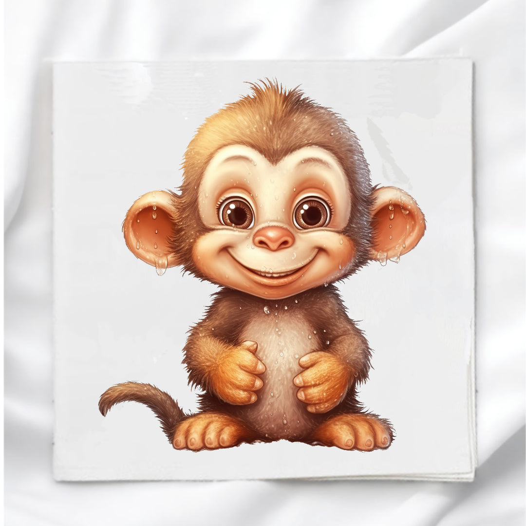 Baby Monkey Fabric Panel Quilt Block