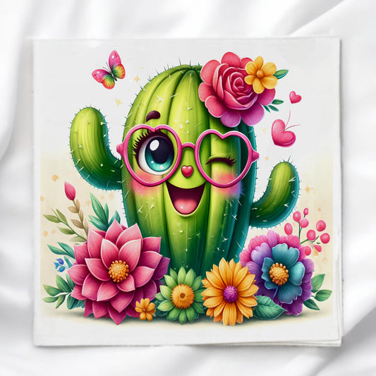 Cute Cactus Fabric Panel Quilt Block