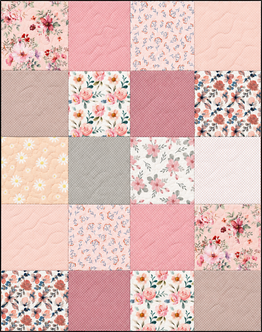 Cottagecore Pink Floral DIY Quilt Top Kit for Beginners | Sew A Quilt