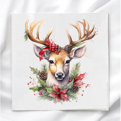 Christmas Deer Fabric Panel Quilt Block