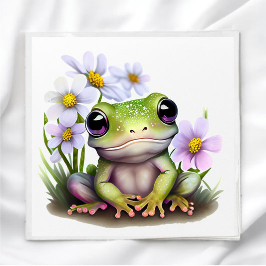 Frog On Lily Pad Fabric Panel Quilt Block