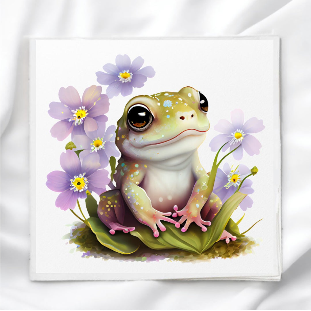 Frog On Lily Pad Fabric Panel Quilt Block