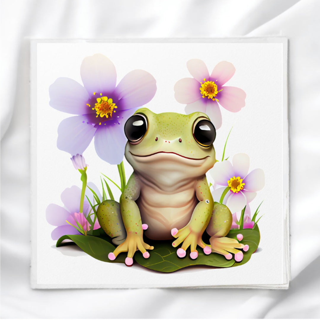 Frog On Lily Pad Fabric Panel Quilt Block